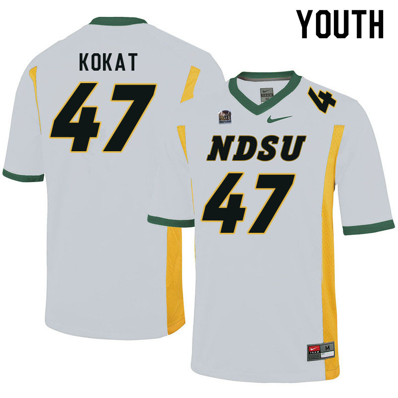 Youth #47 Luke Kokat North Dakota State Bison College Football Jerseys Sale-White